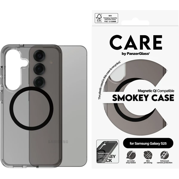 PanzerGlass® CARE kryt Samsung Galaxy S25 Smokey kouřový/černý QI - Pouzdra - Obrázek Y5FC000J01