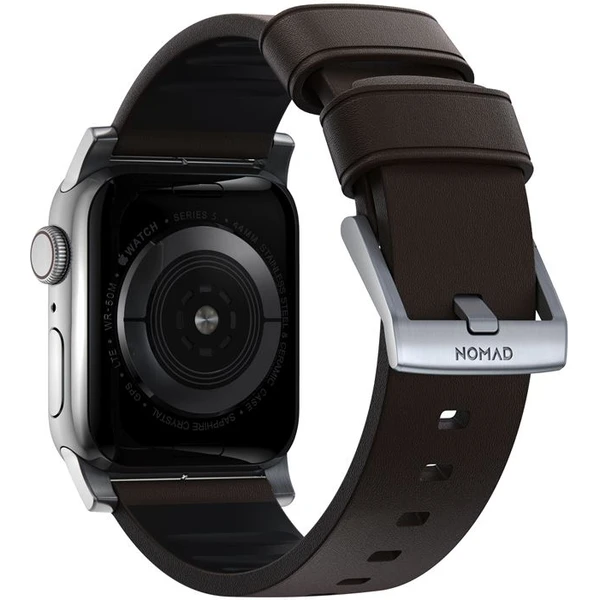 Nomad Active Strap Pro hydrofobní kožený řemínek Apple Watch 49/46/45/44/42mm hnědý/stříbrný - Řemínky - Obrázek Y5G1000K01