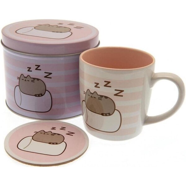 CurePink Dárkový set v plechové krabičce Pusheen Marshmallow hrnku GP85551 370 ml