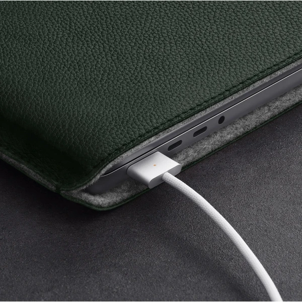 Woolnut kožené Sleeve pouzdro pro 14" MacBook Pro tmavě zelené - Pouzdra - Obrázek Y5SR100501