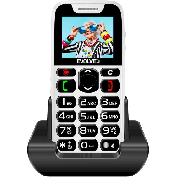 EVOLVEO EasyPhone mobilní telefon pro seniory s nabíjecím stojánkem bílý - Mobilní telefony - Obrázek Y6AE000P01