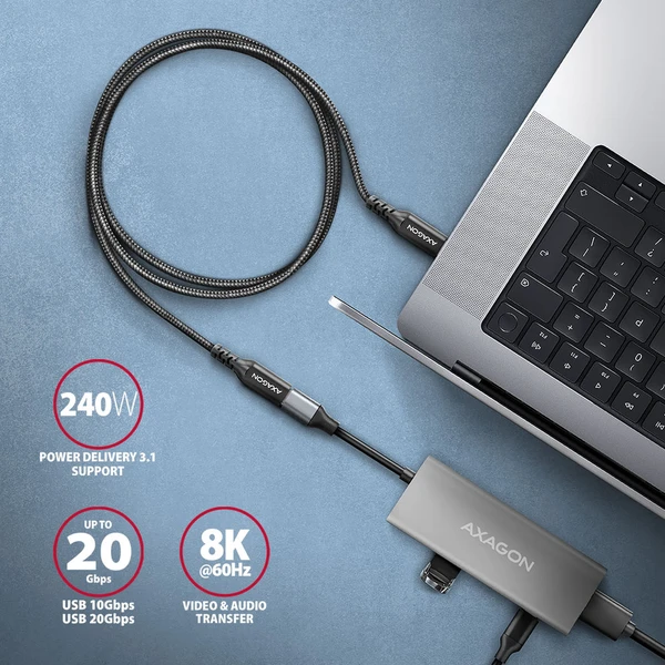 AXAGON BUCM32-CF05AB USB-C/USB-C prodlužovací kabel 0,5m černý - Kabely a redukce - Obrázek Y6O0000J01