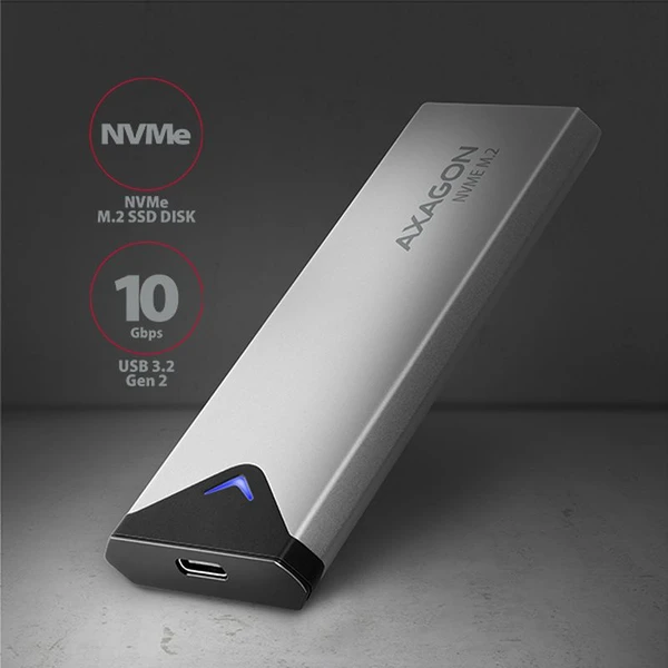 AXAGON EEM2UG2 USBC 3.2 Gen 2 M.2 NVMe SSD kovový box délka 42 až 80 mm - Externí boxy - Obrázek Y77HF00101