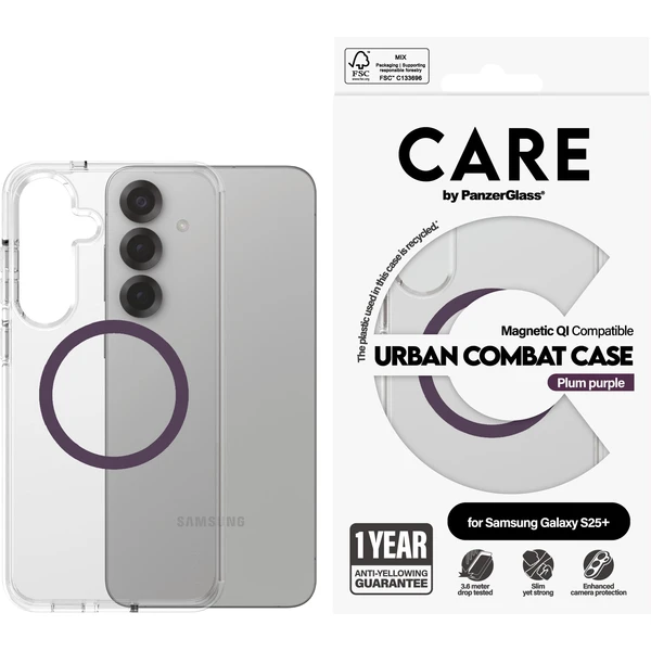 PanzerGlass® CARE kryt Samsung Galaxy S25+ Urban Combat čirý/fialový QI (Plum Purple) - Pouzdra - Obrázek Y7FC000J01