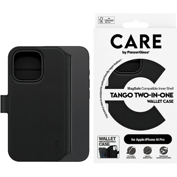 PanzerGlass® CARE pouzdro Apple iPhone 16 Pro MagSafe Wallet 2v1 černý - Pouzdra - Obrázek Y908000P01