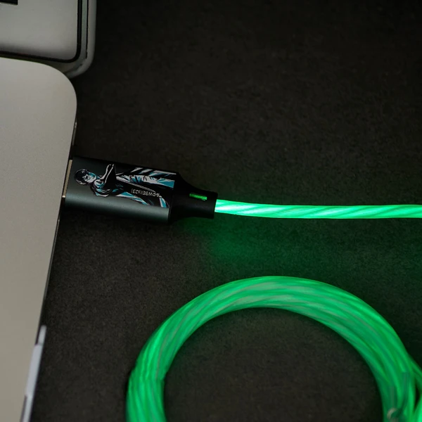 Lazerbuilt Harry Potter - Patronus USB-A/USB-C svítící napájecí kabel 10W 1,2m zelený - Kabely a redukce - Obrázek YA7H000K01