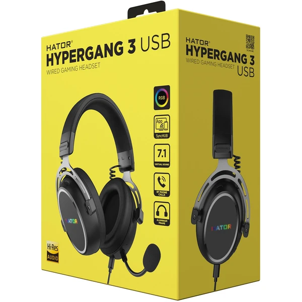 HATOR HYPERGANG 3 USB headset černý - Sluchátka - Obrázek YBAE000J01
