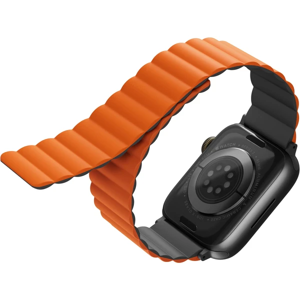 UNIQ Revix oboustranný řemínek pro Apple Watch 49/46/45/44/42mm Charcoal (šedý/oranžový) - Řemínky - Obrázek YBHMF00101
