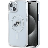 Karl Lagerfeld IML K&CH Heads Metal Frame MagSafe zadní kryt iPhone 15 čirý - Pouzdra
