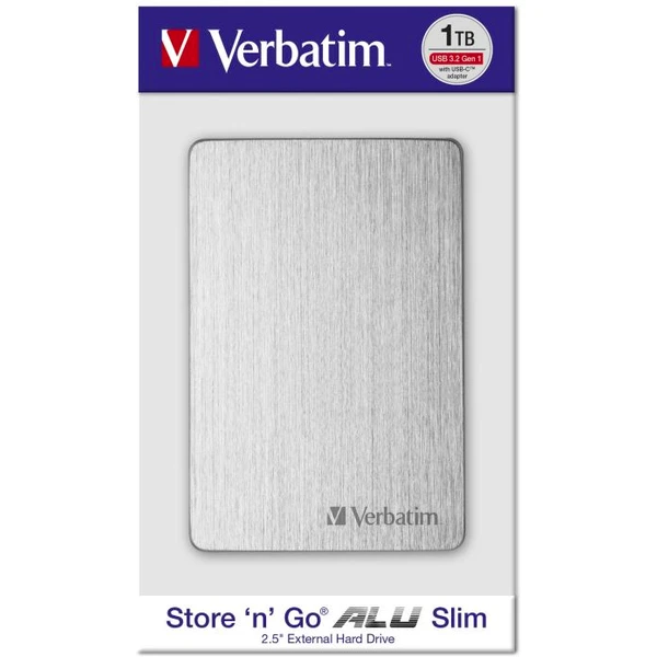 VERBATIM Store 'n' Go HDD 1TB USB 3.2/USB-C Gen 1 ALU Slim stříbrný - Pevné disky - Obrázek YCL8700301