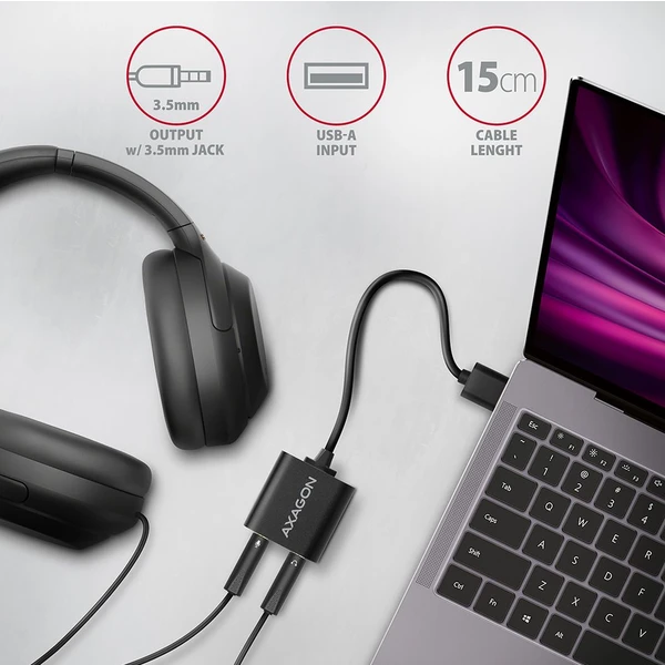 AXAGON externí zvuková karta USB 2.0 15 cm - Zvukové karty - Obrázek YED0700301