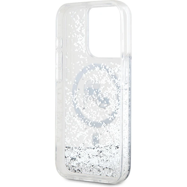 Karl Lagerfeld Liquid Glitter Karl and Choupette Heads MagSafe zadní kryt pro iPhone 15 Pro čirý - Pouzdra - Obrázek YHS6000L01