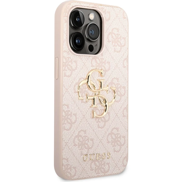 Guess PU 4G Metal Logo kryt iPhone 14 Pro Max růžový - Pouzdra - Obrázek YHUF100501