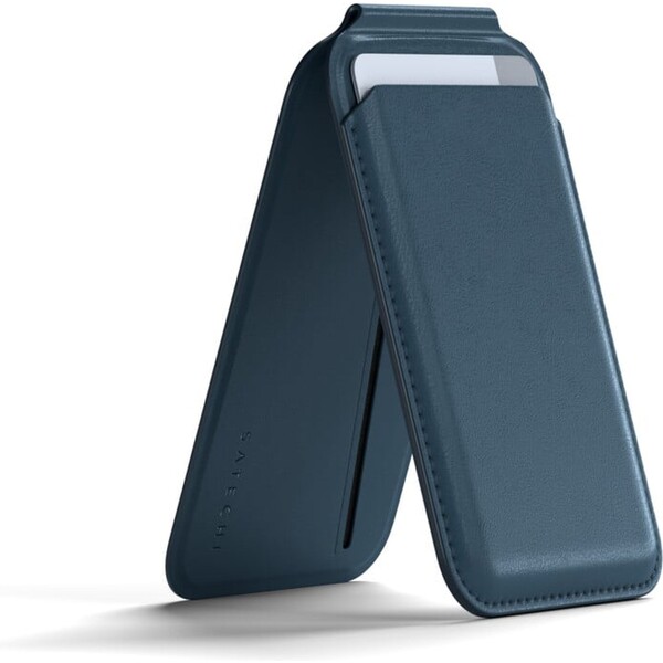 Satechi Vegan-Leather Magnetic Wallet Stand iPhone 12/13/14/15 all models - modré