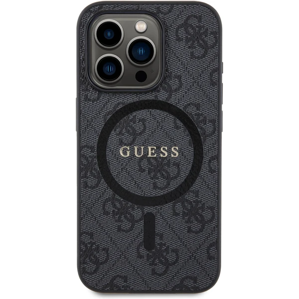 Guess PU Leather 4G Colored Ring MagSafe kryt iPhone 15 Pro černý - Pouzdra - Obrázek YI72000N01