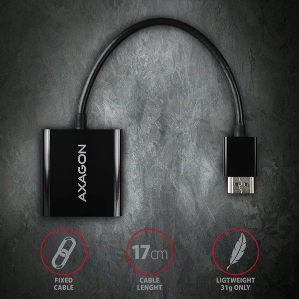 AXAGON HDMI/VGA redukce 0,2m černá - Kabely a redukce - Obrázek YJ7HF00101