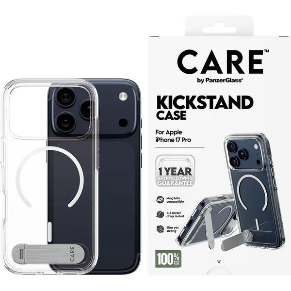 PanzerGlass® CARE Kickstand kryt s MagSafe Apple iPhone 17 Pro stříbrný/bílý - Pouzdra - Obrázek YJDH000K01