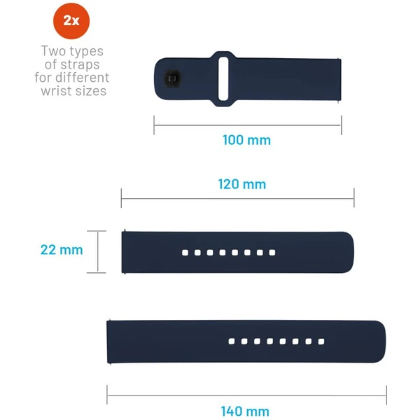 FIXED set silikonových řemínků s Quick Release 22mm pro smartwatch modrý - Řemínky - Obrázek YLM2000O01