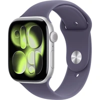 Apple Watch Series 11 (42mm) Stříbrný hliník s mlžně fialovým sportovním řemínkem S/M - Chytré hodinky