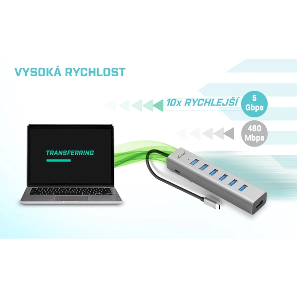 i-tec USB-C Charging Metal HUB 7 Port - USB huby - Obrázek YPUG100501