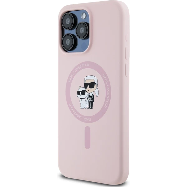 Karl Lagerfeld Liquid Silicone Karl and Choupette Magsafe zadní kryt iPhone 14 Pro růžový - Pouzdra - Obrázek YQP5000J01