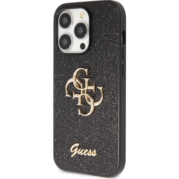 Guess PU Fixed Glitter 4G Metal Logo kryt iPhone 15 Pro Max černý - Pouzdra - Obrázek YRX4000701