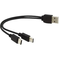 PremiumCord USB-A/2x USB-C redukce 0,3m černá - Kabely a redukce