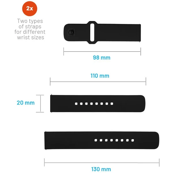 FIXED set silikonových řemínků s Quick Release 20mm pro smartwatch černý - Řemínky - Obrázek YTM2000O01