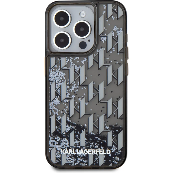 Karl Lagerfeld Liquid Glitter Monogram Gradient zadní kryt pro iPhone 15 Pro Max černý - Pouzdra - Obrázek YWS6000L01