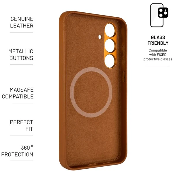 FIXED MagLeather kožený kryt s MagSafe Samsung Galaxy S24+ hnědý - Pouzdra - Obrázek Z071000K01