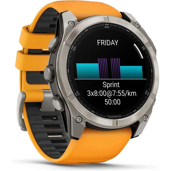 Garmin Fenix 8 AMOLED Sapphire 51 mm titanové s oranžovým řemínkem - Chytré hodinky - Obrázek Z1LG000J01