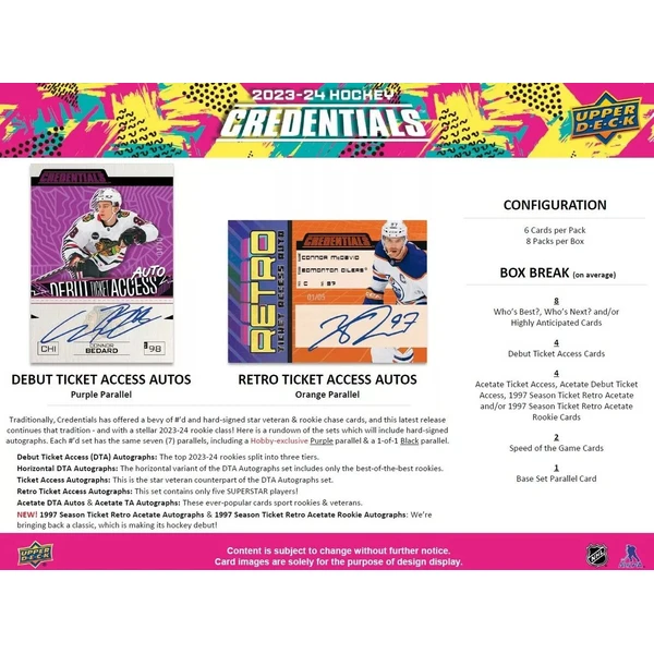 Hokejové karty 2023-24 Upper Deck Credentials Hockey Hobby Box - Hokejové karty - Obrázek Z1M8000L01