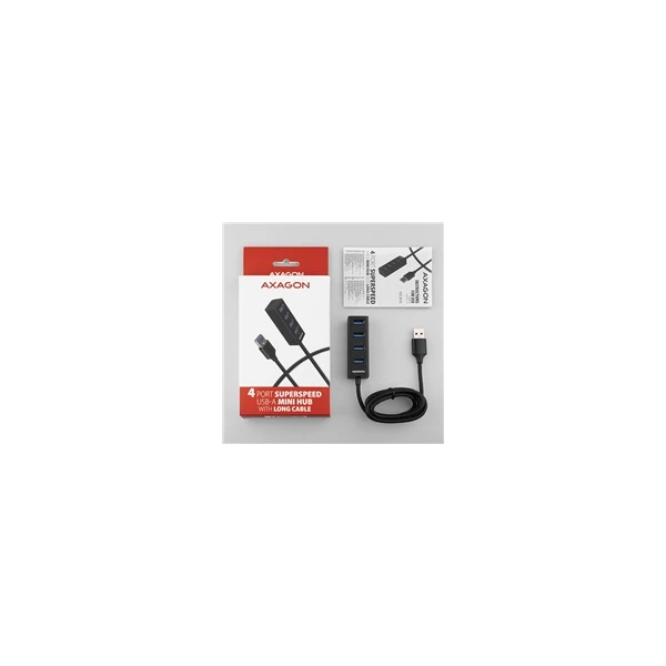 AXAGON USB MINI hub 4x USB 3.2 Gen 1 kovový USB-A 1.2m černý - USB huby - Obrázek Z260700301