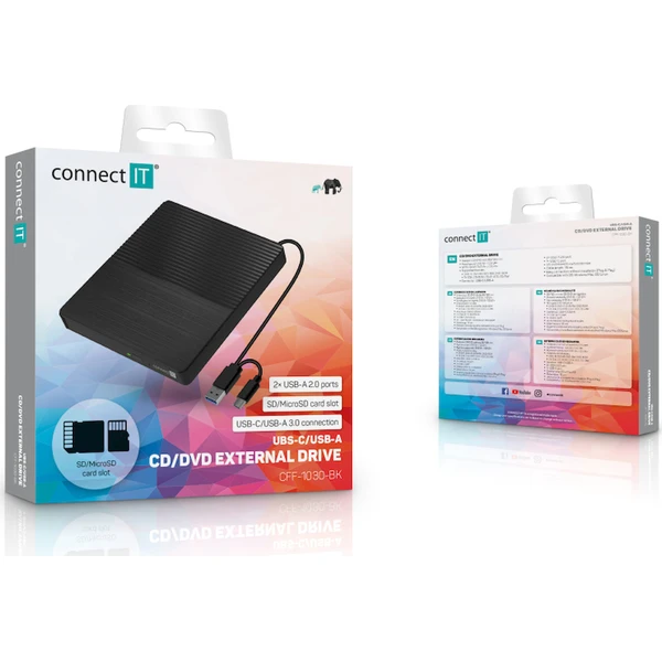 CONNECT IT 3v1 SlimDrive Externí CD/DVD mechanika  - Optické mechaniky - Obrázek Z2AS000K01