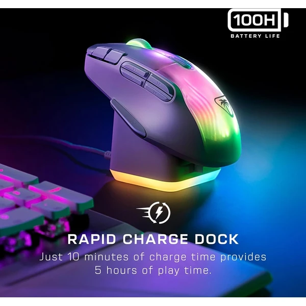 Turtle Beach KONE XP Air bezdrátová herní myš bílá + RGB nabíjecí stanice Rapid (Bundle) - Myši - Obrázek Z2MI000K01