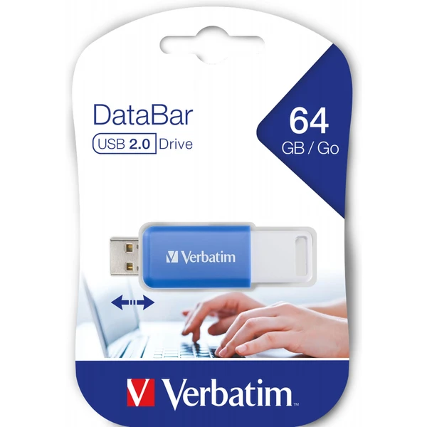 VERBATIM Flash Disk 64GB DataBar USB 2.0 Drive, modrý - Flashdisky - Obrázek Z2R2000P01