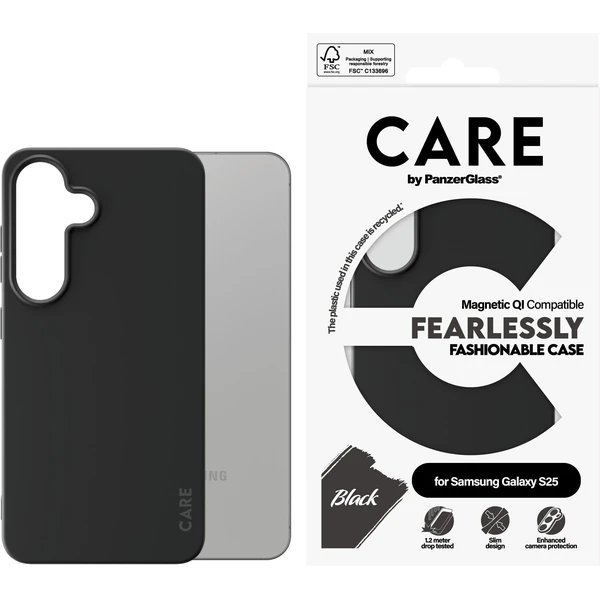 PanzerGlass® CARE kryt Samsung Galaxy S25 Fearlessly černý QI - Pouzdra - Obrázek Z3FC000J01