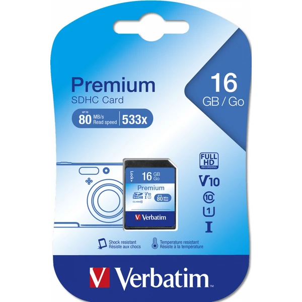 Verbatim Premium SDHC 16GB - Paměťové karty - Obrázek Z3N3000J01
