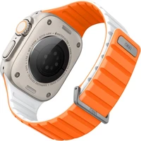 UNIQ Revix Evo oboustranný řemínek Apple Watch 49/46/45/44/42mm (oranžový/bílý) - Řemínky