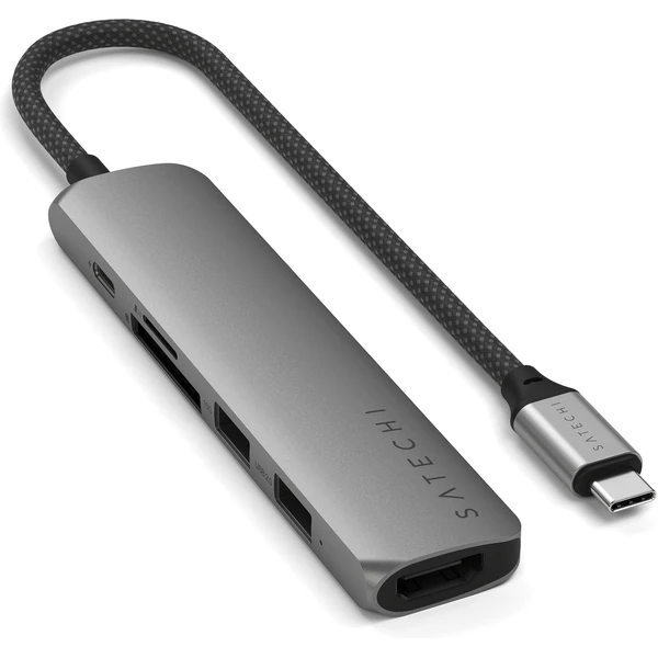 Satechi 6v1 USB-C Slim víceportový adaptér vesmírně šedý - USB huby - Obrázek Z3UB000P01