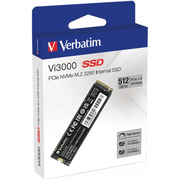 VERBATIM SSD Vi3000 Internal PCIe NVMe M.2 SSD 512GB - SSD disky - Obrázek Z463000O01