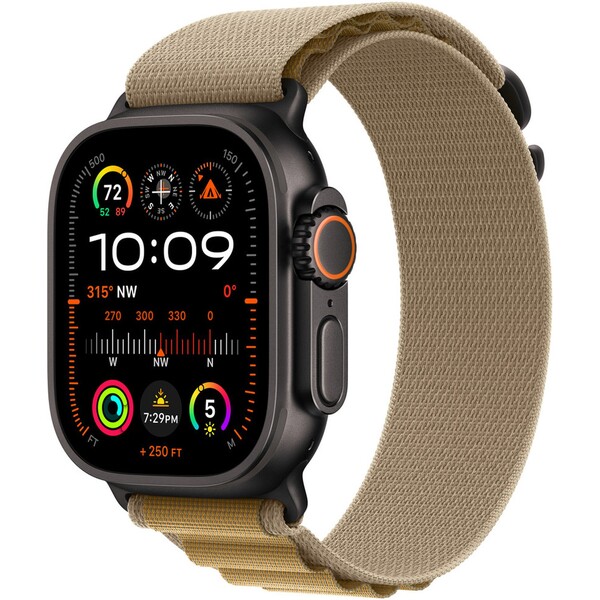 Apple Watch 49mm žlutohnědý Alpský tah - S - provedení z černého titanu MYQ03ZM/A