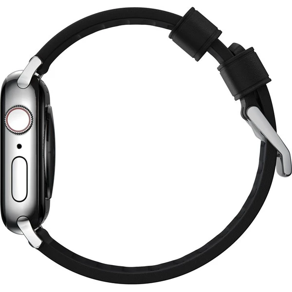 Nomad Active Strap Pro hydrofobní kožený řemínek Apple Watch 49/45/44/42mm černý/stříbrný - Řemínky - Obrázek Z6G1000K01