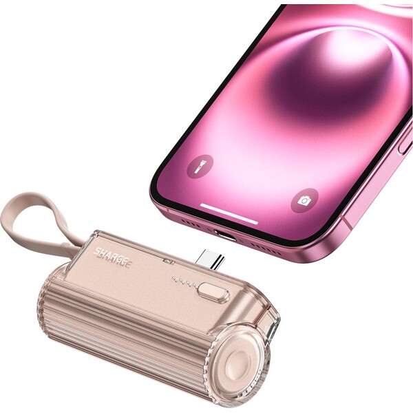 SHARGE Flow Mini USB-C/Lightning powerbanka 5000 mAh (12W) růžová