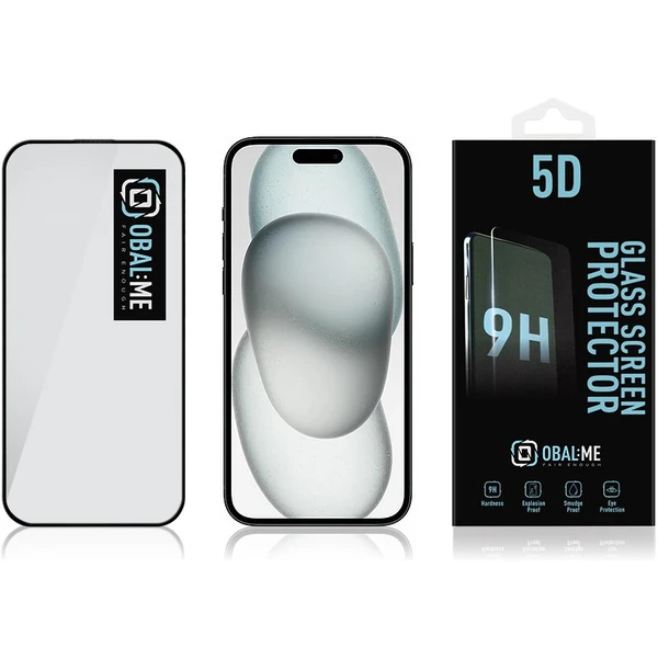 Obal:Me 5D Tvrzené sklo Apple iPhone 15/16 černé - Ochranné folie a skla - Obrázek Z6U0000K01