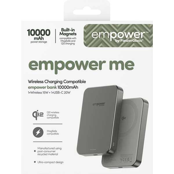 PanzerGlass® empower bezdrátová Qi2 powerbanka 10000 mAh, MagSafe, šedá - Powerbanky - Obrázek Z73J000K01