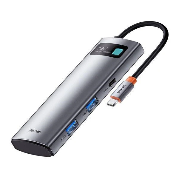 Baseus Metal Gleam Series 7v1 HUB Type-C (USB-C PD 100W, USB-C, 2* USB 3.0, HDMI, SD TF port) šedý - USB huby - Obrázek Z74SF00101