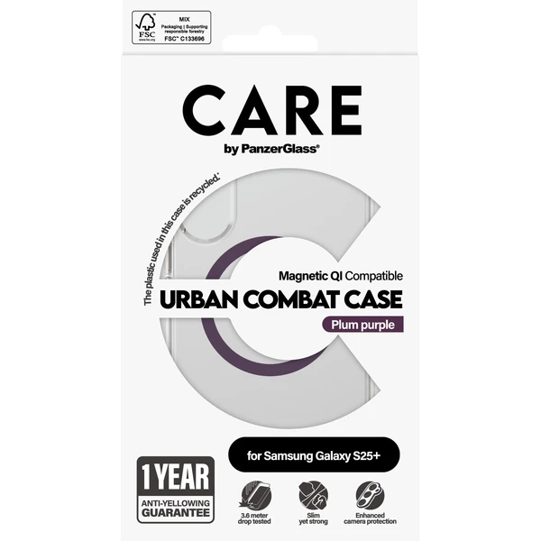 PanzerGlass® CARE kryt Samsung Galaxy S25+ Urban Combat čirý/fialový QI (Plum Purple) - Pouzdra - Obrázek Z7FC000J01