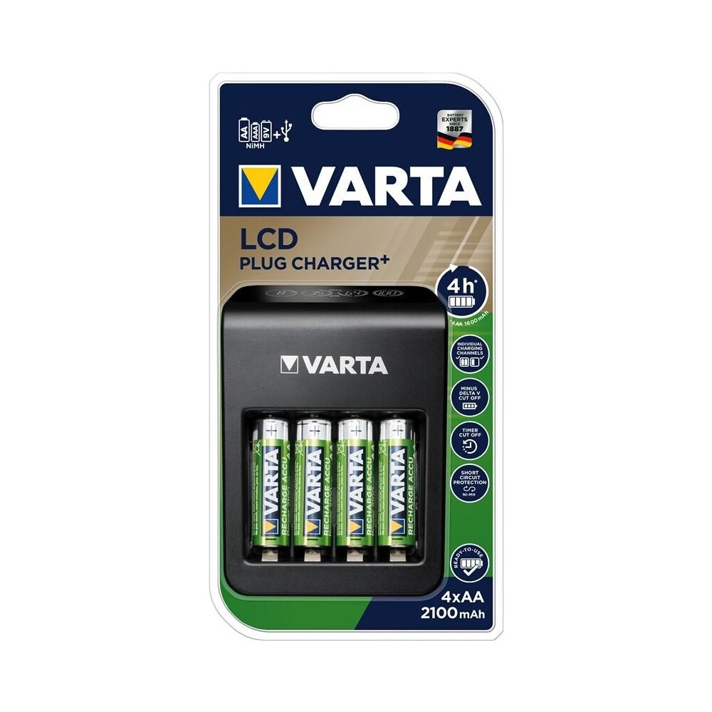 Varta AA/AAA 9V nabíječka baterií s LCD 4xR6 2100mAh