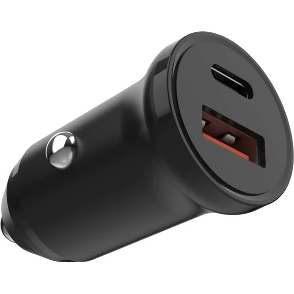 FIXED autonabíječka s USB-C a USB výstupem a podporou PD, 20W černá - Nabíječky - Obrázek Z8O2000P01